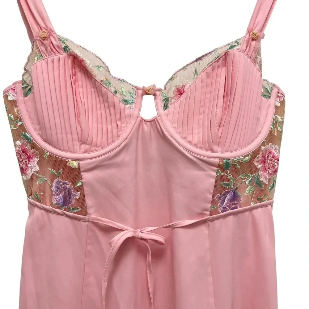 For Love And Lemons Pastel Rose Dress Slip Romantic Pink Mini women's Size XL - Picture 8 of 14